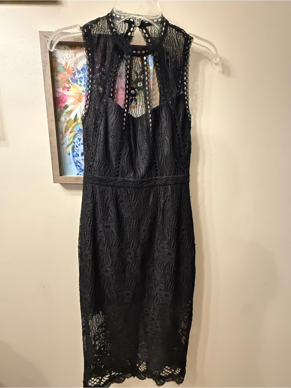 NWT Alexis Black Lace High-Neck Sleeveless Midi Dress